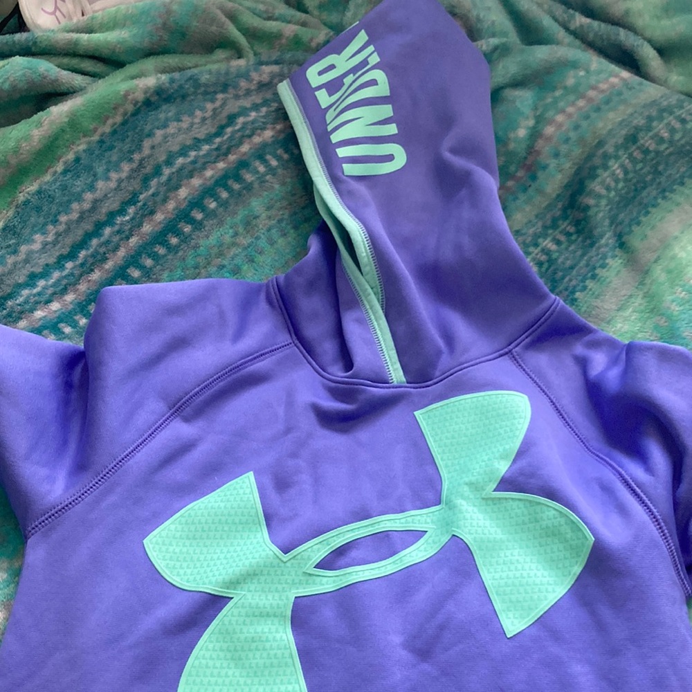 Under armor hoodie teal and purple youth size
